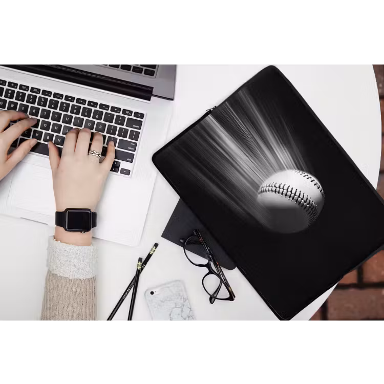 Honkbal - Wit - Vliegt laptophoes neopreen klein -bureau