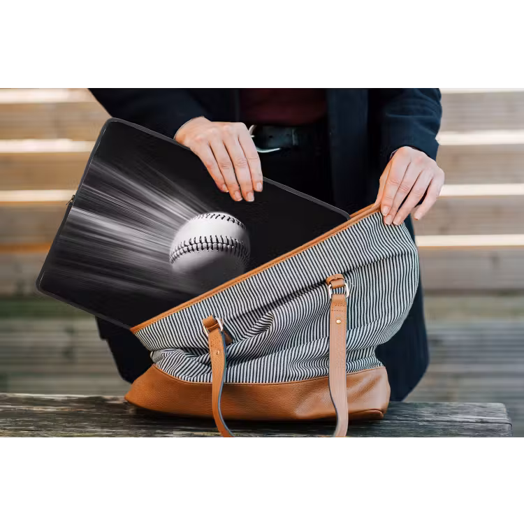 Honkbal - Wit - Vliegt laptophoes neopreen klein -tas