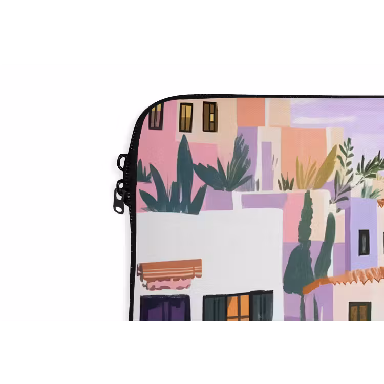 Huizen - Minimalistisch - Palmbomen - Kust laptophoes neopreen klein -detail