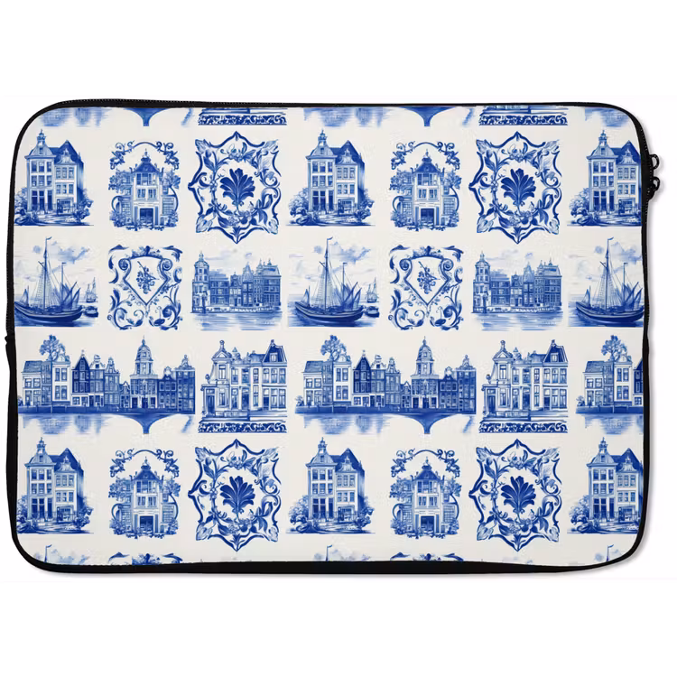 Huizen - Schepen - Blauw laptophoes neopreen klein 279 -zkaufland3dotto