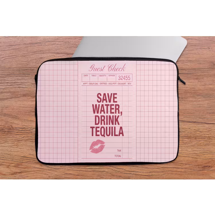 Humor - Drank - Tekst - Roze laptophoes neopreen klein -tafel