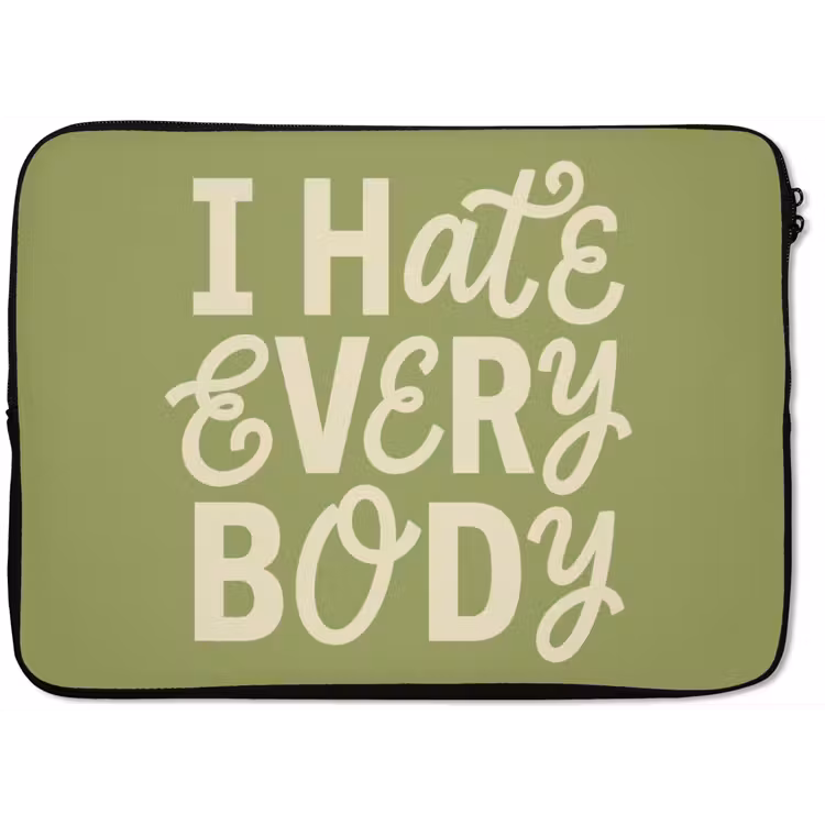 I hate everybody - Groen - Retro laptophoes neopreen klein -zkaufland3dotto