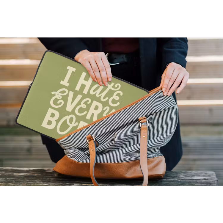 I hate everybody - Groen - Retro laptophoes neopreen klein -tas