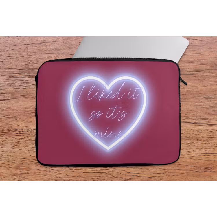 I liked it so it's mine - Neon hart - Roze laptophoes neopreen klein -tafel