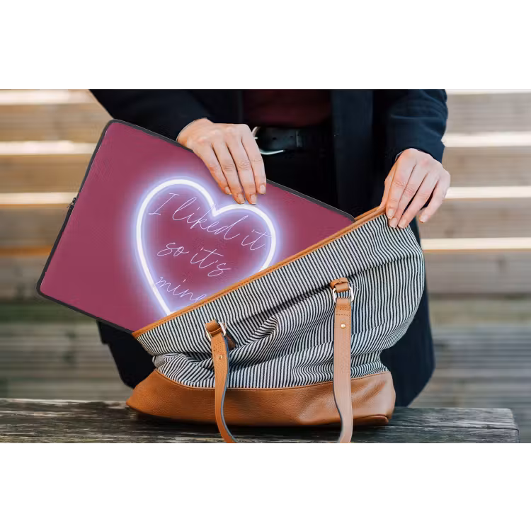 I liked it so it's mine - Neon hart - Roze laptophoes neopreen klein -tas