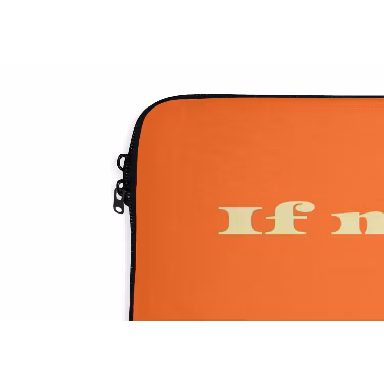 If not now then when - Oranje - Geel - Levendig laptophoes neopreen klein -detail