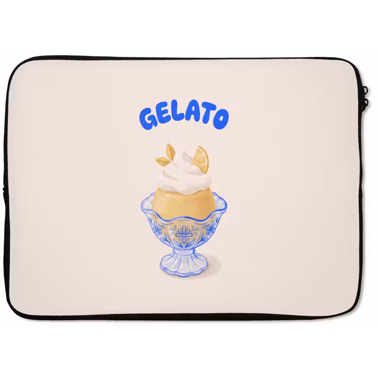 IJs - Citroen - Illustratie - Geel - Dessert laptophoes neopreen klein -zkaufland3dotto