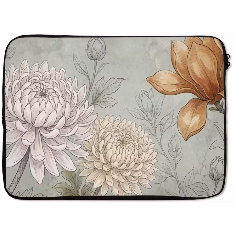 Illustratie - Bloemen - Groen laptophoes neopreen klein -zkaufland3dotto