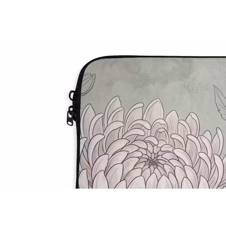 Illustratie - Bloemen - Groen laptophoes neopreen klein -detail
