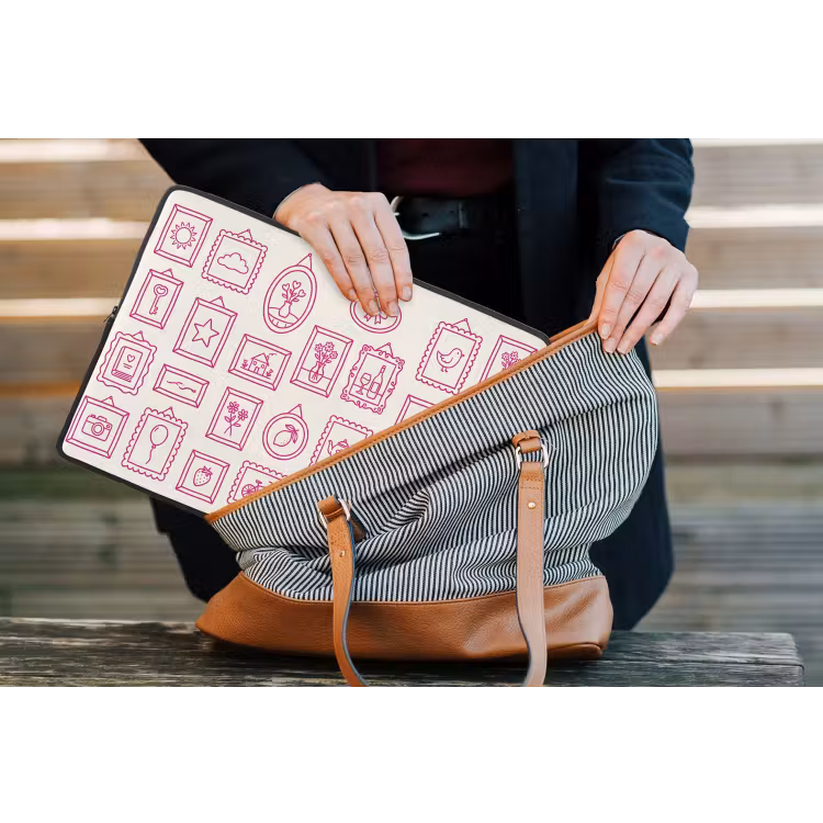 Illustratie - Collectie - Kunst - Minimalistisch - Roze laptophoes neopreen klein -tas