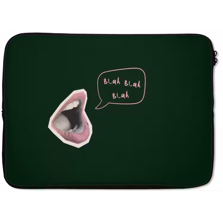 Illustratie - Mond - Donkergroen - Tekstwolkje laptophoes neopreen klein -zkaufland3dotto