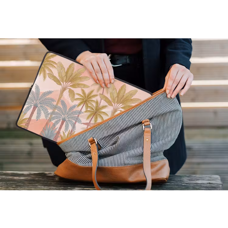 Illustratie - Palmbomen - Kleurrijk laptophoes neopreen klein -tas