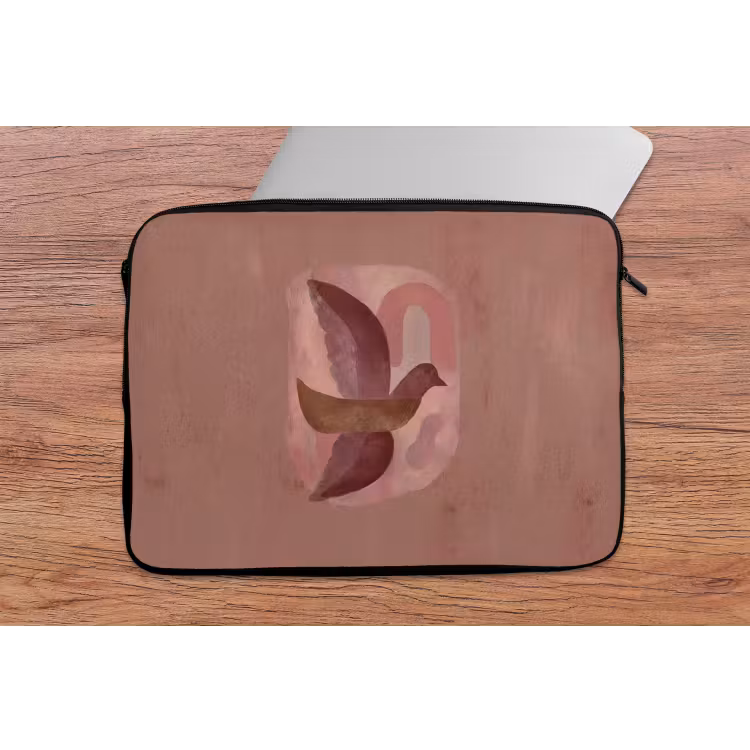 Illustratie - Vogels - Abstract - Roze laptophoes neopreen klein -tafel