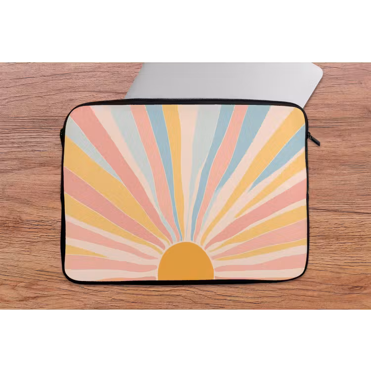 Illustratie - Zon - Pastelkleuren laptophoes neopreen klein -tafel