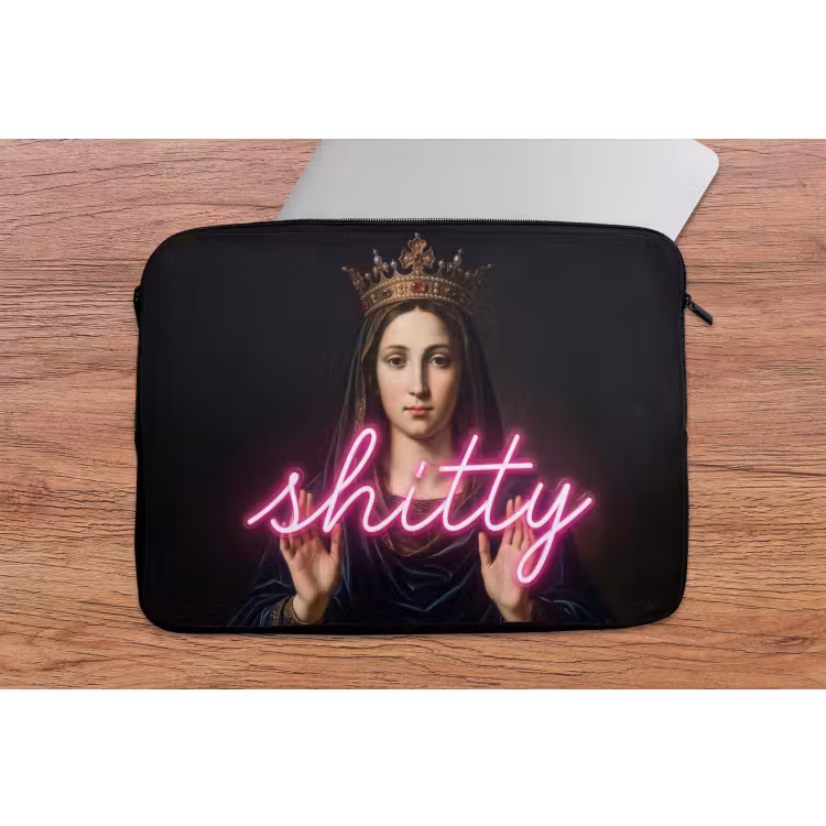 Ironisch - Tekst - Neon laptophoes neopreen klein -tafel
