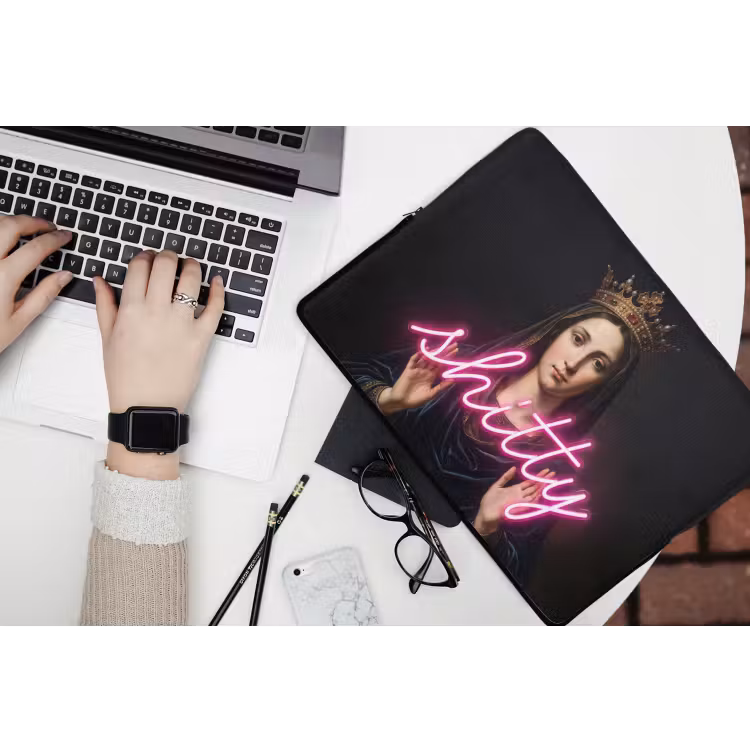 Ironisch - Tekst - Neon laptophoes neopreen klein -bureau