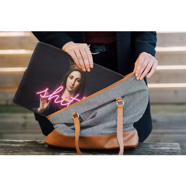 Ironisch - Tekst - Neon laptophoes neopreen klein -tas