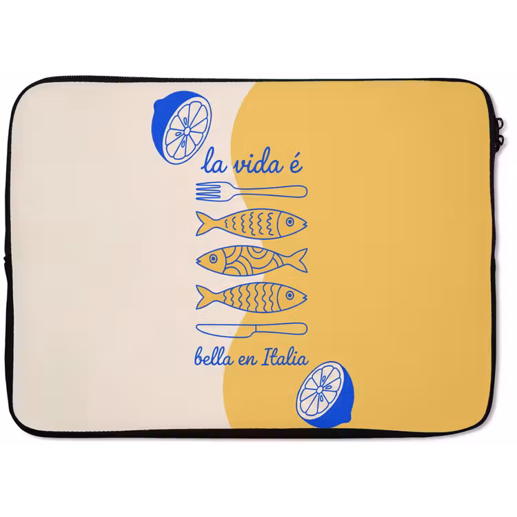 Italië - Eten - Citroen - Vis - Grafisch laptophoes neopreen klein -zkaufland3dotto