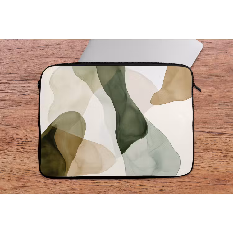 Japandi - Abstract - Groen laptophoes neopreen klein -tafel