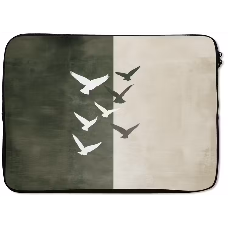 Japandi - Vogel - Groen laptophoes neopreen klein -zkaufland3dotto