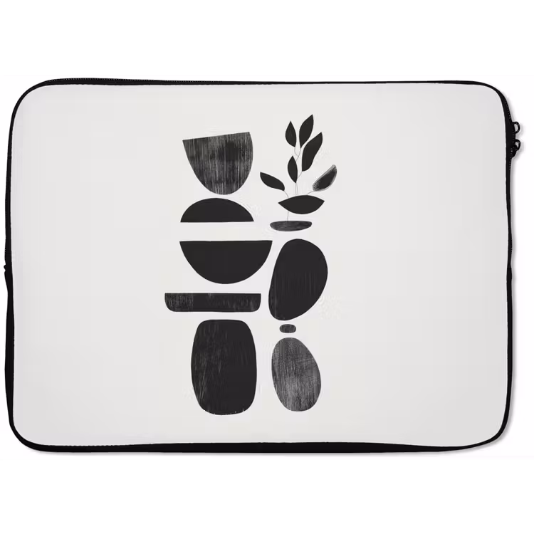 Japandi - Zwart - Abstract laptophoes neopreen klein -zkaufland3dotto