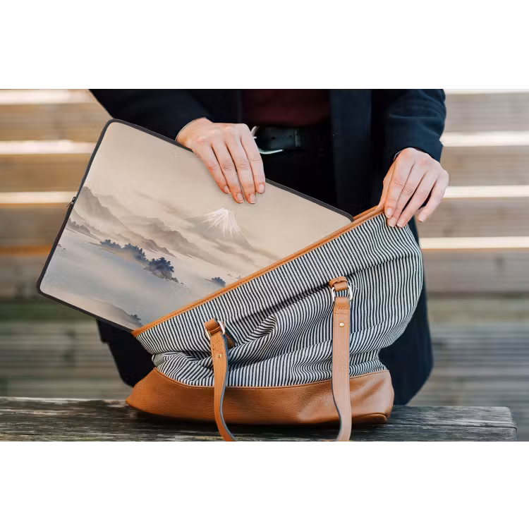 Japans - Landschap - Beige laptophoes neopreen klein -tas