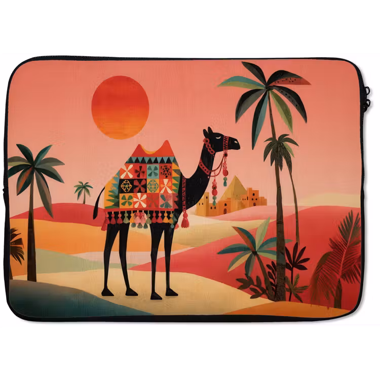 Kameel - Gekleurd tapijt - Duinen - Rode zon laptophoes neopreen klein -zkaufland3dotto
