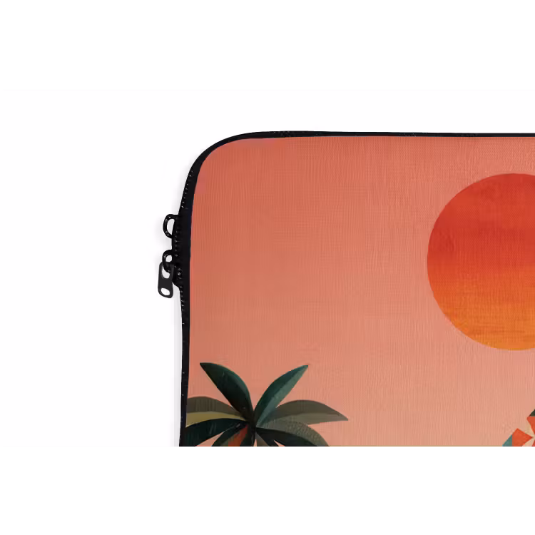 Kameel - Gekleurd tapijt - Duinen - Rode zon laptophoes neopreen klein -detail