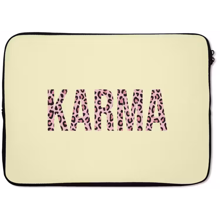 Karma - Luipaardprint - Geel laptophoes neopreen klein -zkaufland3dotto