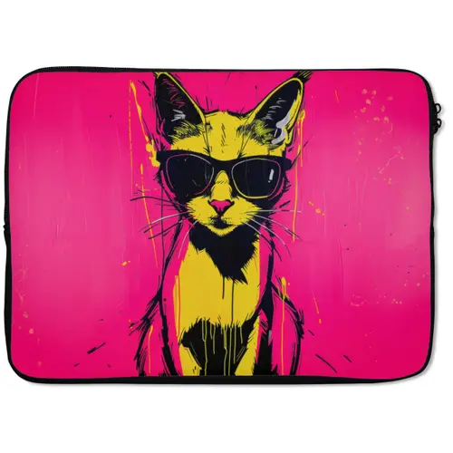 Kat - Art - Zonnebril - Roze laptophoes neopreen klein -zkaufland3dotto