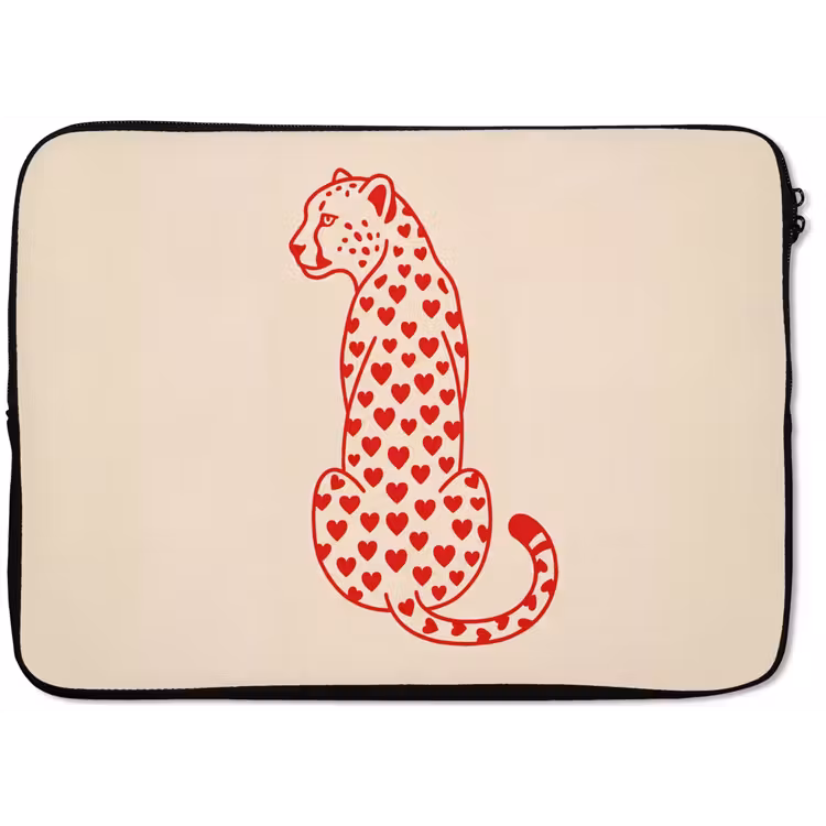 Kat - Harten - Dieren - Modern - Rood laptophoes neopreen klein -zkaufland3dotto