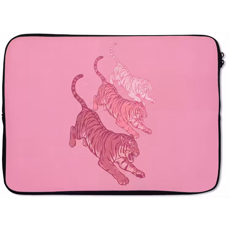 Kat - Springend - Dieren - Roze - Modern laptophoes neopreen klein -zkaufland3dotto