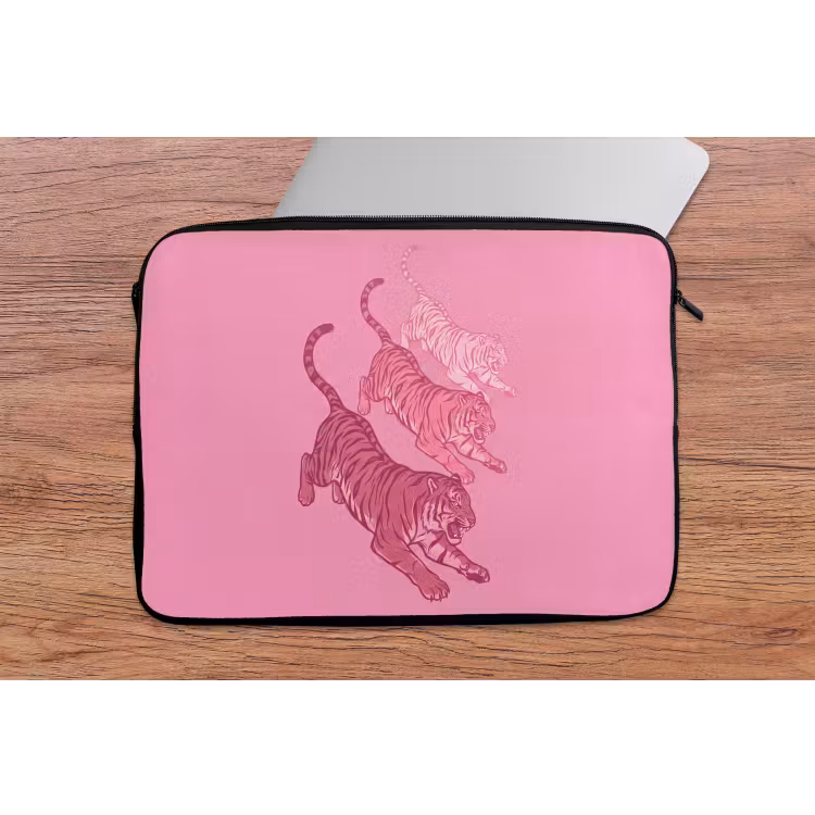 Kat - Springend - Dieren - Roze - Modern laptophoes neopreen klein -tafel
