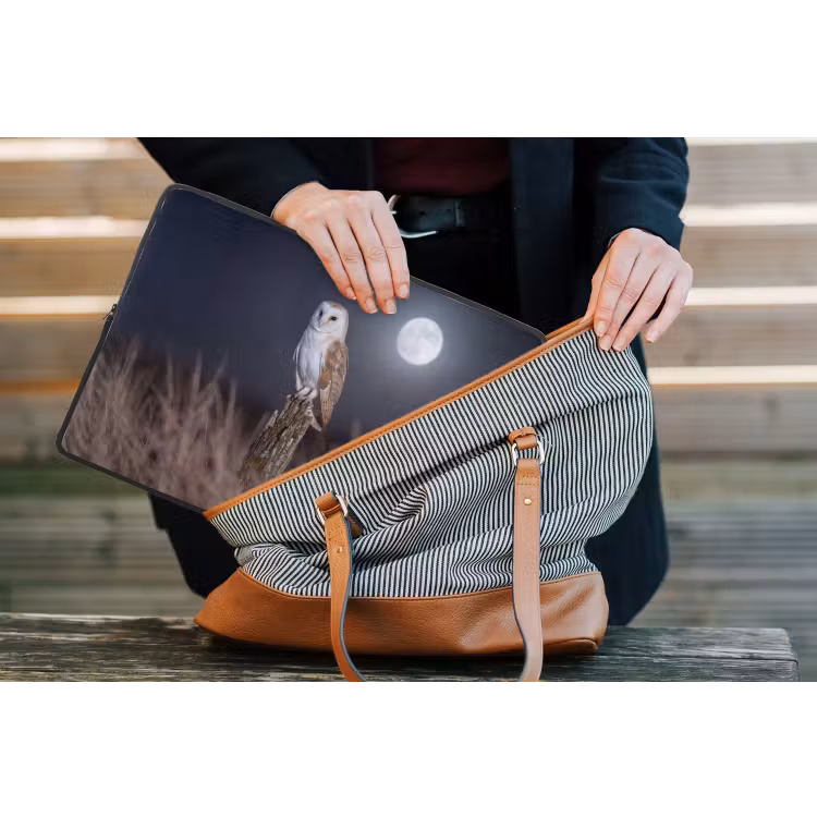 Kerkuil - Maan - Nacht laptophoes neopreen klein -tas