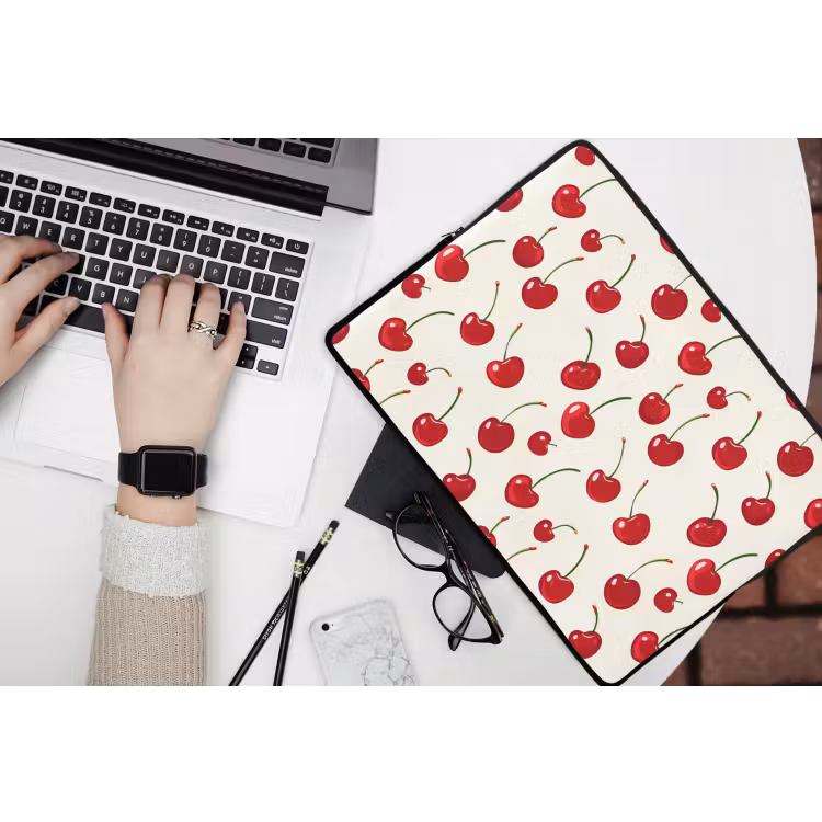 Kersen - Minimalistisch - Rood laptophoes neopreen klein 279 -bureau