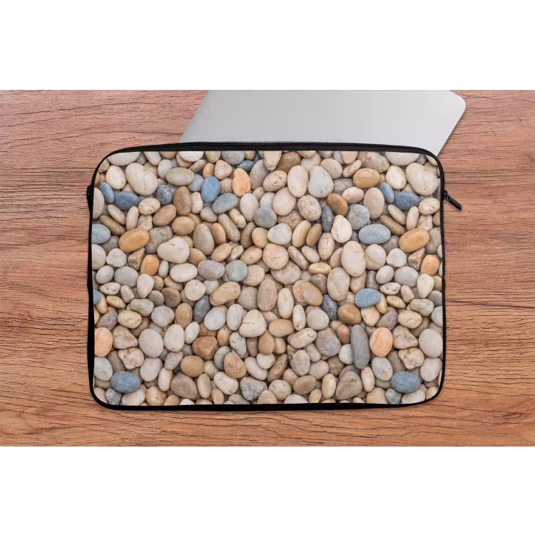 Kiezelstenen - Natuur - Textuur - Beige - Grijs laptophoes neopreen klein -tafel