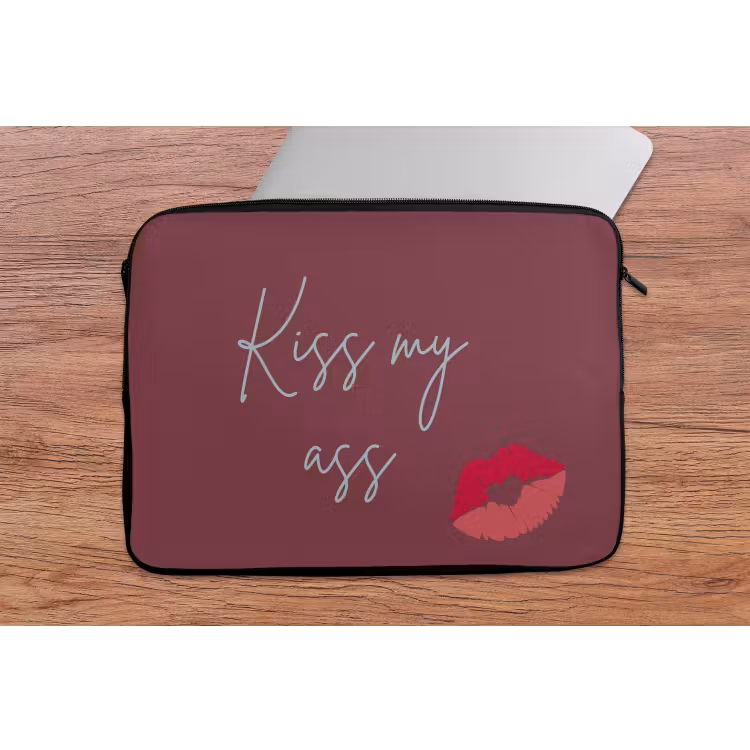 Kiss my ass - Lip - Bordeaux laptophoes neopreen klein -tafel