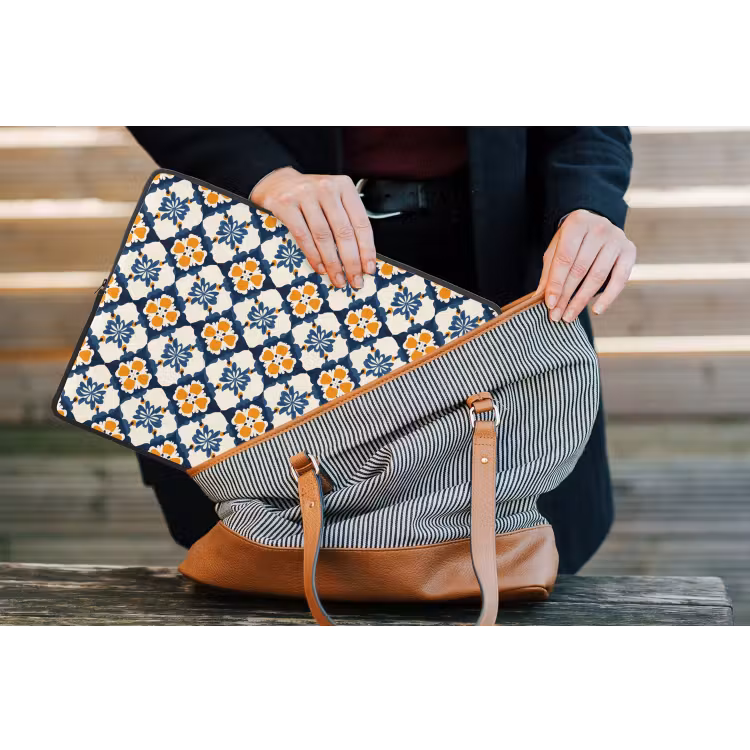 Klassiek - Geometrisch - Blauw laptophoes neopreen klein 279 -tas