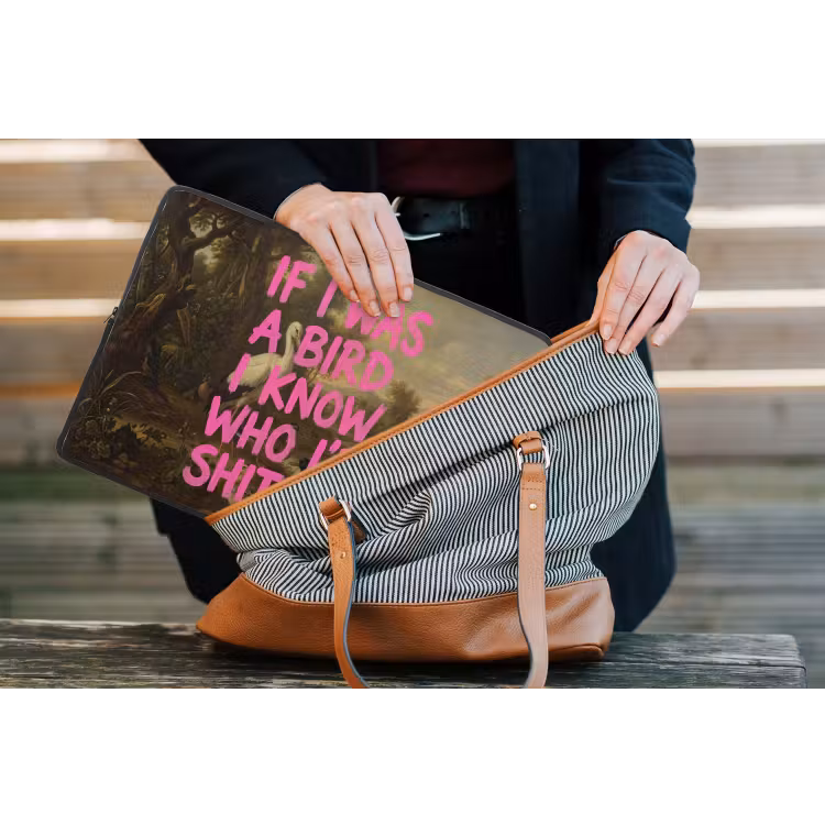 Klassiek - Humor - Roze laptophoes neopreen klein -tas