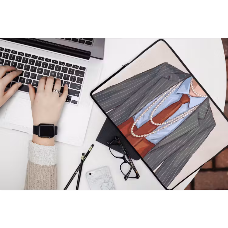 Kleding - Strik - Parels - Klassiek - Mode laptophoes neopreen klein -bureau