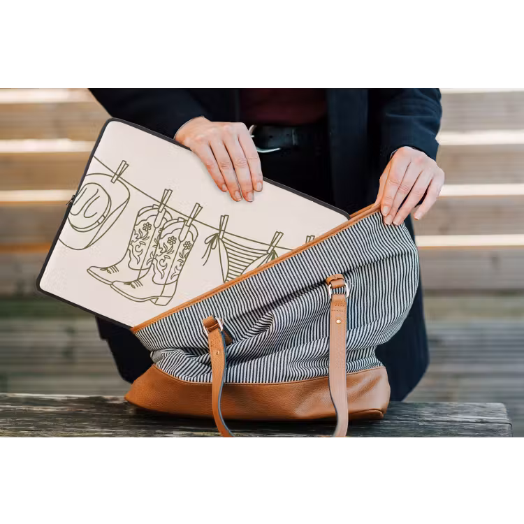 Kleding - Waslijn - Zomer - Lijntekening - Groen laptophoes neopreen klein -tas