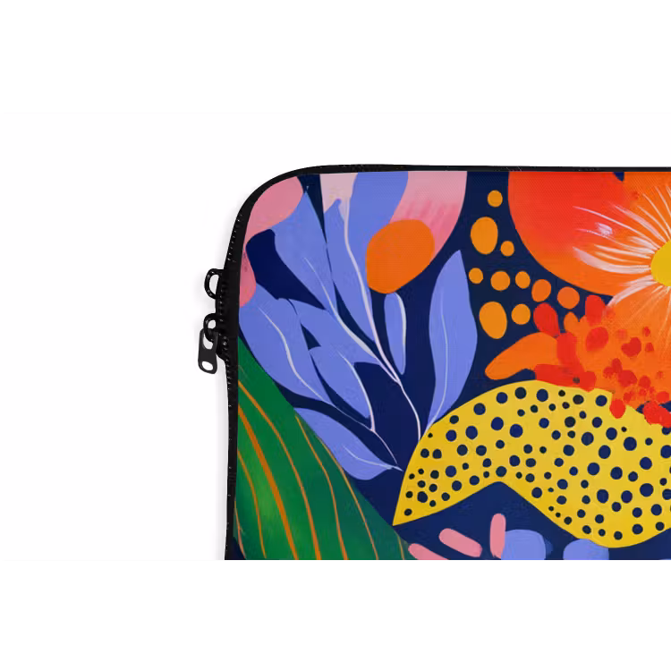 Kleurrijk - Bloemen - Abstract - Stippen laptophoes neopreen klein -detail