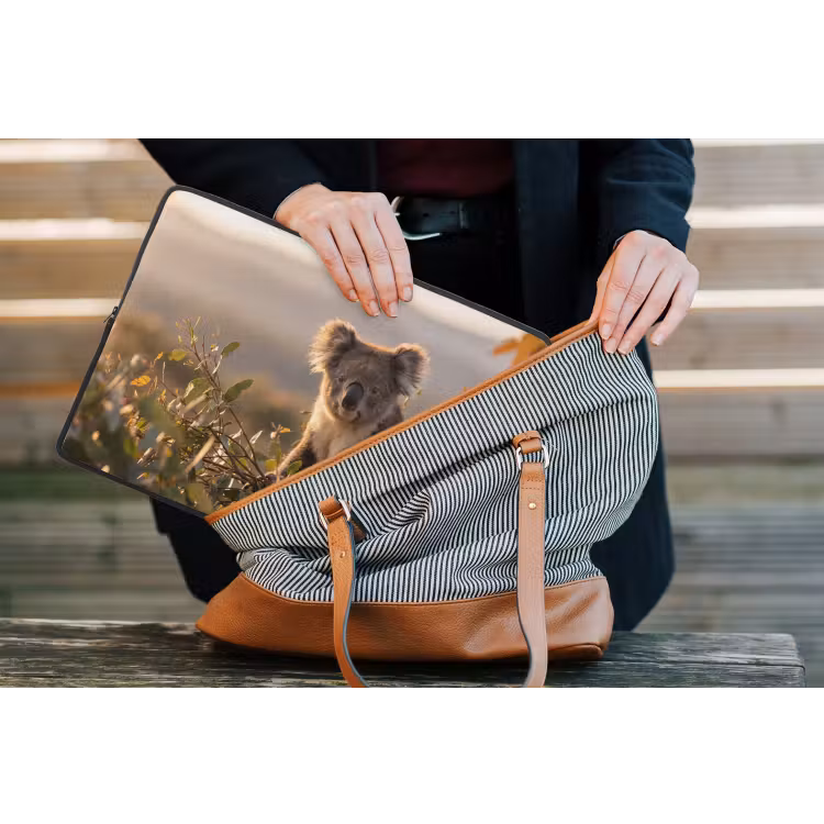 Koala - Bladeren - Ochtendlicht laptophoes neopreen klein -tas