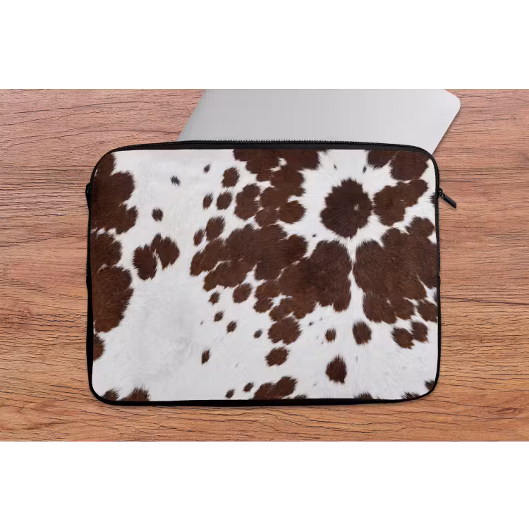 Koeienhuid - Klassiek - Bruin laptophoes neopreen klein -tafel