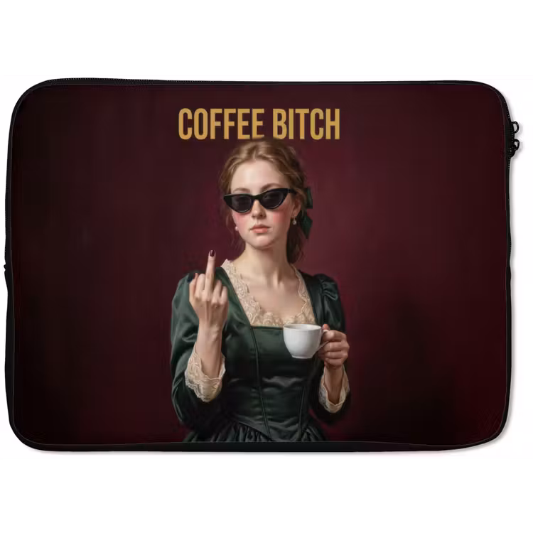 Koffie - Vrouw - Middelvinger laptophoes neopreen klein -zkaufland3dotto