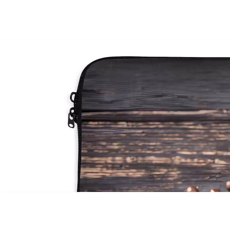 Kop - Koffie - Hout - Bonen laptophoes neopreen klein -detail