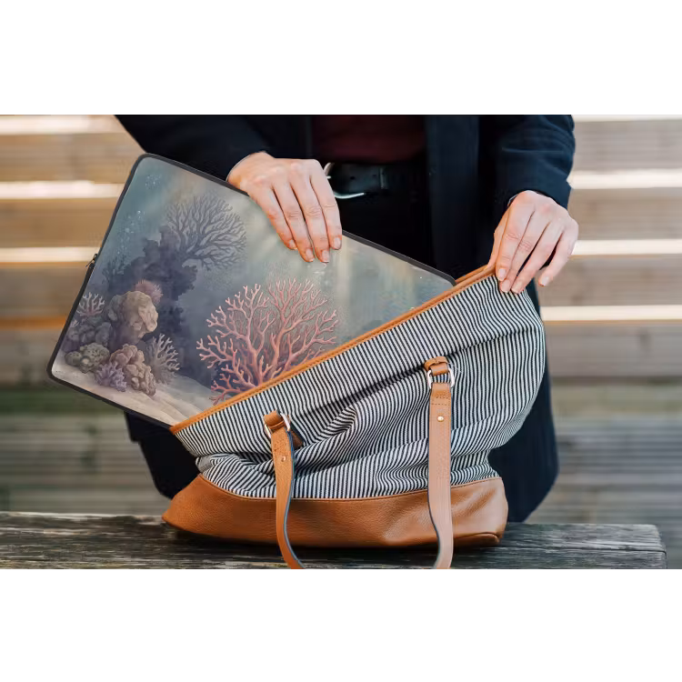 Koraal - Onderwater - Natuur - Roze laptophoes neopreen klein -tas
