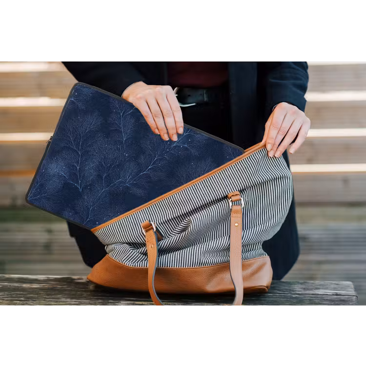 Koraal - Takken - Patroon - Nachtblauw laptophoes neopreen klein 279 -tas