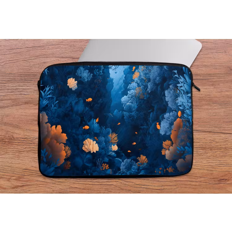 Koraalrif - Vissen - Oceaan - Blauw laptophoes neopreen klein -tafel