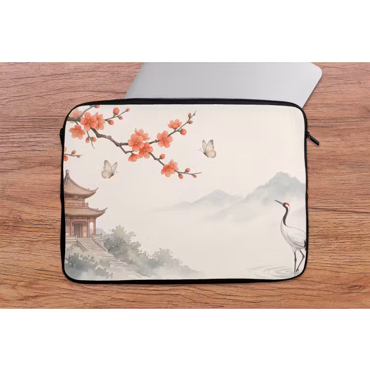 Kraanvogel - Azië - Klassiek laptophoes neopreen klein -tafel